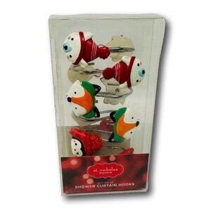 St. Nicholas Square Shower Curtain Hooks Christmas Holiday Penguin Polar Bear